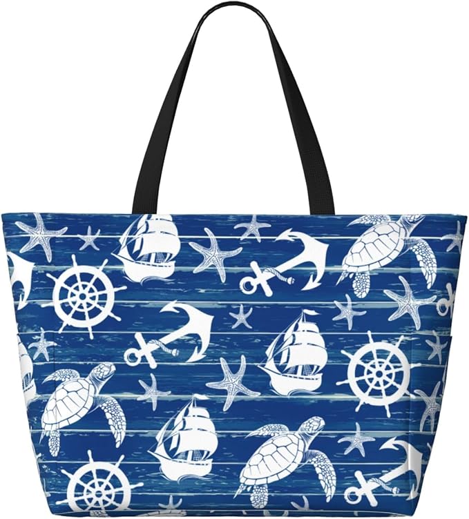 Beach Bag Tote Bags Waterproof Sandproof for Women Large Beach Tote Pool Bag Foldable with Zipper for Travel Weekend - Image 4
