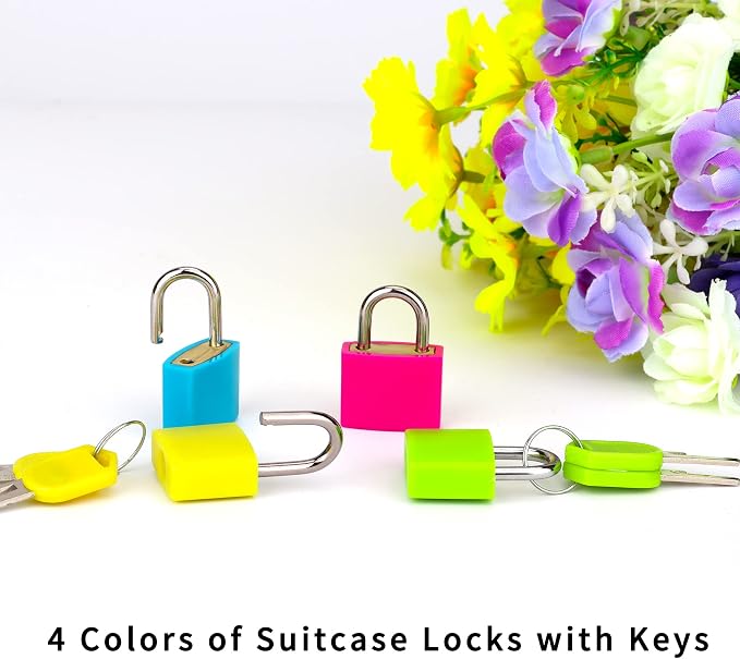 4 Pcs Suitcase Locks with Copper Keys Protect Your Belongings with Febwind's Set of 4 Mini Padlocks Multicolor Durable Locks for Suitcases Backpacks Boxes Cabinet and Laptop Bags - Image 7