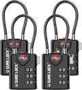 SURE LOCK TSA Approved Luggage Locks with TSA Open Alert Indicator, 3 Digit Combination Travel Lock for Suitcase, Luggage, Backpack,Toolbox & Travel Bag Black 4 Locks by Hopeyoucanstaysafe