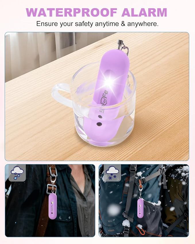 Personal Safety Alarm for Women - Waterproof Rechargeable Security Alarm - 140dB Extra Loud Siren with SOS Strobe Light - Self Defense Keychain for Women Girls Teens Seniors - Image 3