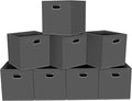 Fabric storage bins Cubes, Fabric Cube Organizer with Handle, Foldable Cube Bins for Cloth or Accessary Storage, 11x11x11, Set of 8, (Gray) by Yunkeeper