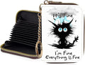 Credit Card Holder for Women,Small Rfid Wallet with Keychain Zipper,Cute PU Leather Card Case Wallet，Accordion Credit Card Wallets Gift,Cat Struck by Lightning by Unknown