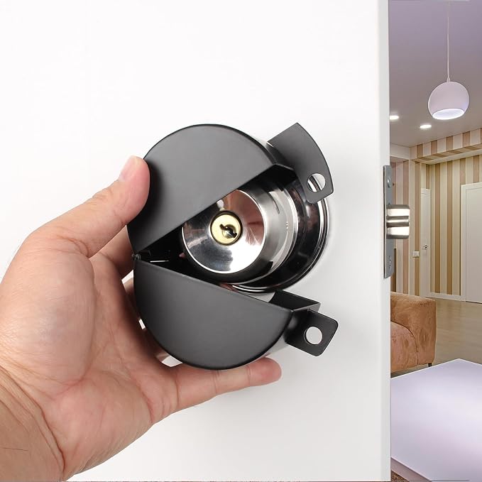 Door Knob Lockout Device Child Safety Doorknob Locking Cover Door Handle Lock,Prevents Access to Keyholes, Turing and Operating Door Knob, Black - Image 4