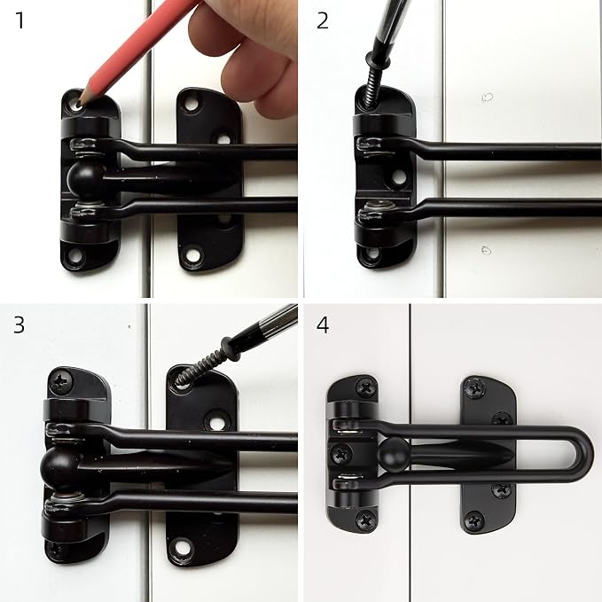 HASWARE Home Security Door Lock Swing Bar,Black Alloy Anti-Theft Door Guard Latch for Front and Inside Door, Safety Childproof Reinforcement Door Stopper (Golden) - Image 7