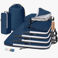 7 Set Compression Travel Packing Cubes for Suitcases, Deep Blue | Travel Essentials for Suitcase, Luggage Organizer Bags for Travel with Shoe Bag, Travel Bags for Shoes, Clothing by CherryNow