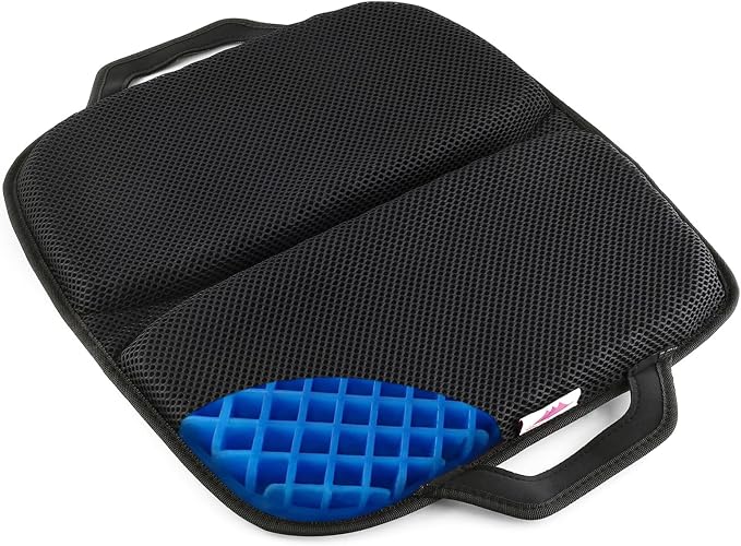 FOMI Premium All Gel Portable Seat Cushion | (15" x 17") | Comfortable Orthopedic Pad for Car, Office Chair, Wheelchair, Plane, or Home | Pressure Sore Relief, Prevents Sweaty Bottom | Foldable by FOMI