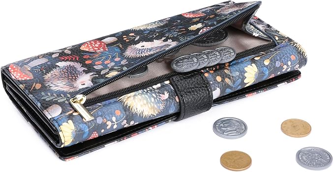 GOIACII Women's Wallet RFID Blocking Large Capacity Card Holder Ladies Phone Clutch Travel Long Purse Hedgehog Print - Image 8