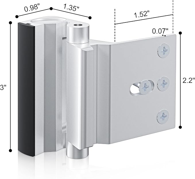 Door Reinforcement Lock, Home Security Door Lock, Child Proof, Silver | Door Safety Lock for Front Door, Toddler Proof Door Latch for Entry Door Security, Includes 8 Screws - Image 6