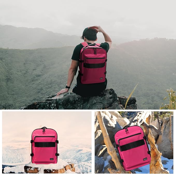 Travel Backpack 17L Lightweight Casual Small Carry-on Daypack 15-inch Laptop Notebook, Underseat Overnight Weekender, Rasberry - Image 6