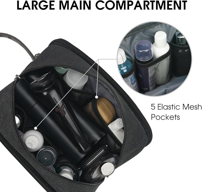 WANDF Travel Toiletry Bag for Men, Canvas Shaving Dopp Kit | Wet Separation, Water-Resistant Fabric, Travel Bag for Toiletries, Shaving Accessories, Weekend Trips - Image 2