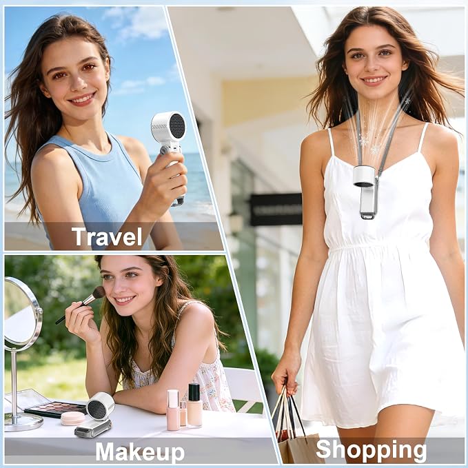Portable Handheld Turbo Fan - [With Ice Cooling] 100 Speed Mini Personal Fan with Strong Airflow,Foldable 3 in 1 Rechargeable Hand Fans for Travel/Outdoor/Camping/Home/Office, White - Image 8