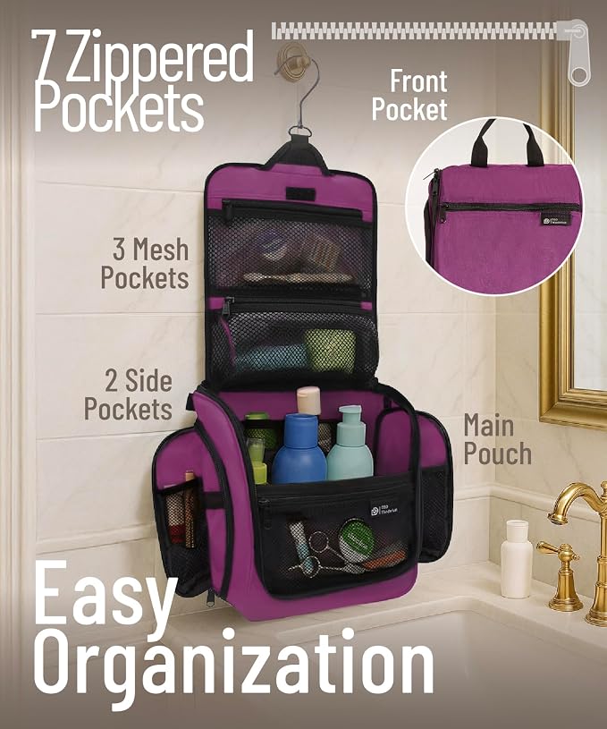 D&D Wanderlust D&D Hanging Travel Toiletry Bag for Men and Women – Cosmetics, Makeup and Toiletries Organizer Kit with 10 Compartments - Image 2