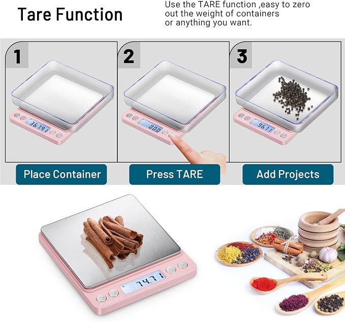 Fuzion Digital Scale .01 Gram Accuracy, 500g Small Kitchen Food Scales | 2 Trays Included for Jewelry, Gold, Herb, Powder, Spice, Coffee, Coin - Weight Gram and Oz - Image 6