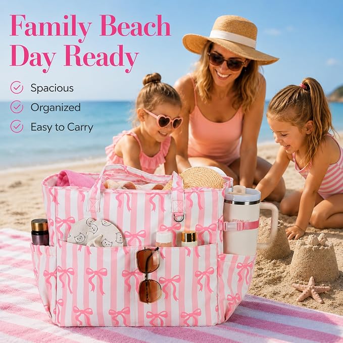 LEDAOU Beach Bag Waterproof Sandproof Women Beach Tote Pool Bag with Zipper for Swim Gym Grocery Travel with Wet Pocket | Sandproof - Image 2