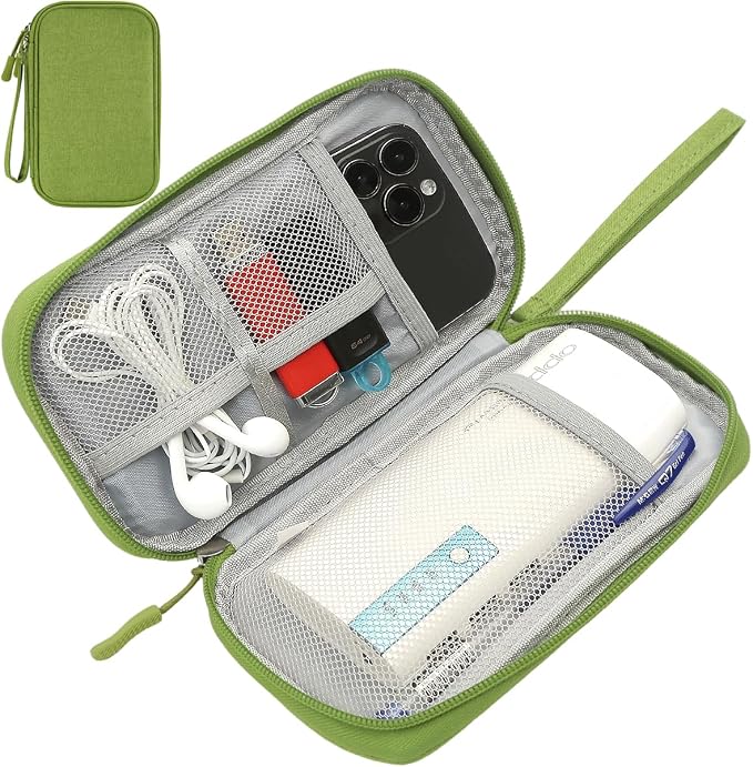 CAAORDKSO Electronics Organizer Travel Case, Travel Cable Organizer Bag Pouch Electronic Accessories Carry Case Waterproof Electronic Bag for Cable, Cord, Charger, Power Bank, Earphone (Green) - Image 5