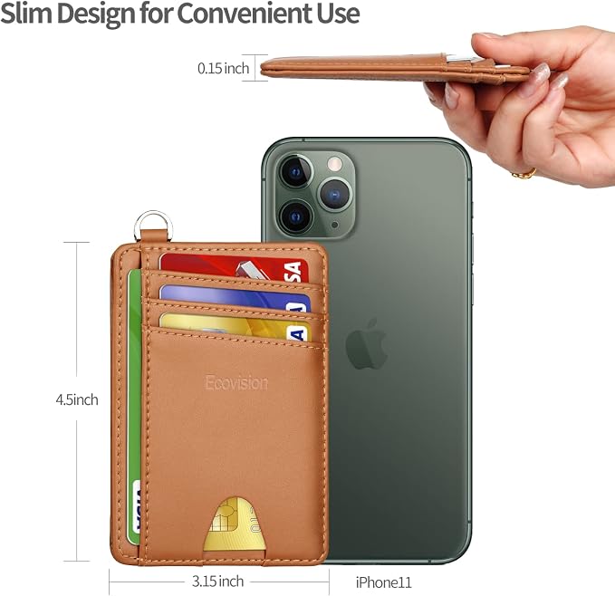 Slim Minimalist Front Pocket Wallet, RFID Blocking Credit Card Holder Wallet with Detachable D-Shackle for Men Women - Image 7