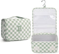 Narwey Small Hanging Travel Toiletry Bag for Traveling Women, Checkered Travel Bag for Toiletries, Makeup Bag Organizer Make Up Cosmetic Bags, Gifts for Kids Teen Girls (Mint Green Checkerboard) by Narwey