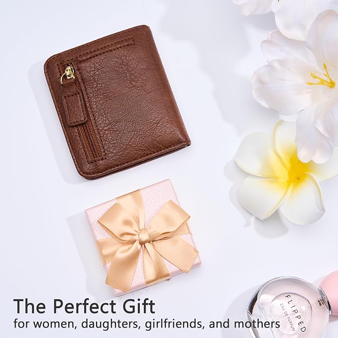 Gostwo Small Wallet for Women, Slim Bifold Credit Card Holder, Compact RFID Blocking Cash Wallet, Billfolds Thin Leather Zipper Pocket, Mini Wallet Gift for Ladies Teen Girls Travel with ID Window - Image 6