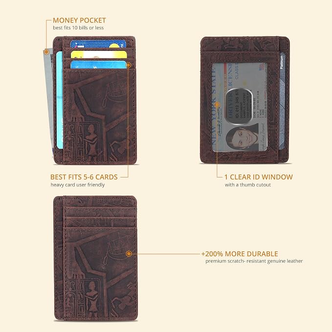 Oak Leathers RFID Blocking Leather Wallet - Minimalist Slim Card Holder - Image 2
