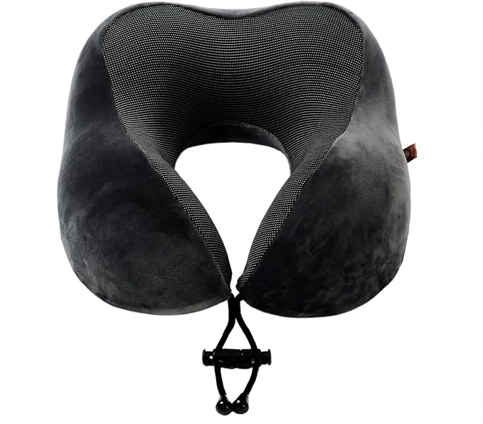 Memory Foam Travel Pillow, Neck Pillow with 360-Degree Head Support, Comfortable and Lightweight, Ideal for Sleeping on Airplane, Car, Train, Bus and Home Use, Comes with Storage Bag (Grey) - Image 2