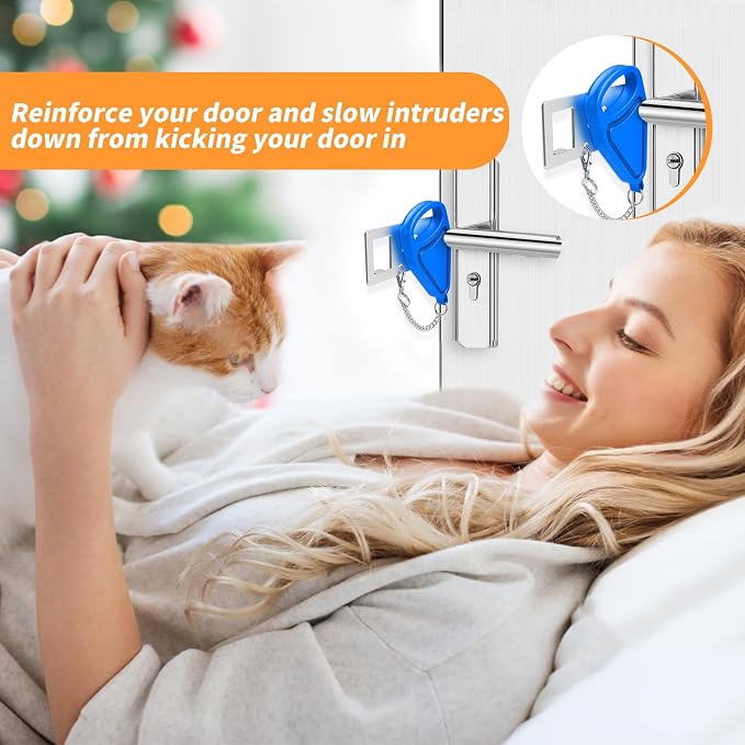 Portable Door Lock for Home Security Travel Lockdown Locker Safety Locks for Additional Safety and Privacy Perfect for Traveling Apartment College Blue - Image 6