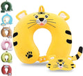 Sexysamba Cartoon Headrest & Neck Pillow for Kids Boys & Girls, Teens, Travel Accessories for Airplane, Car, Recline, Memory Foam Cute Travel Pillow with Sleep Eye Mask - Tiger by Sexysamba