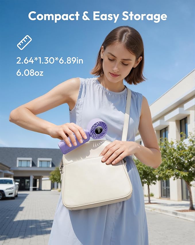 Gaiatop Portable Handheld Fan, Quiet 3 IN 1 Neck/Desk/Hand Fan | Max 18 Working Hours, 5 Speed Rechargeable Battery, Cooling for Travel, Beach, Women/Men Outdoor Activities Gifts Purple - Image 6