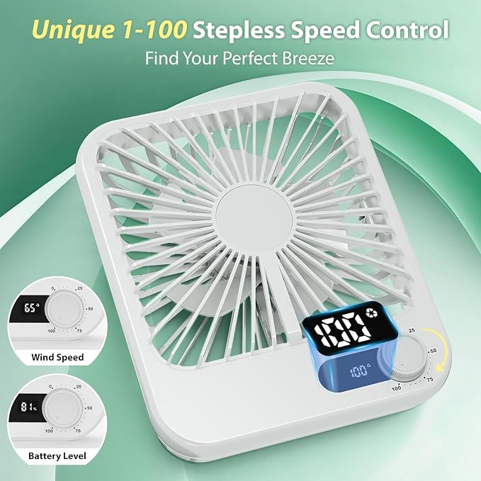 Portable Fan for Travel, 4000mAh Cruise Must Haves for Cruise Approved Rechargeable with 100 Speed Wind Adjustable, Portable Carbin Cruise Fan Magnetic for Cruise Ship Essentials 2026 - Image 3