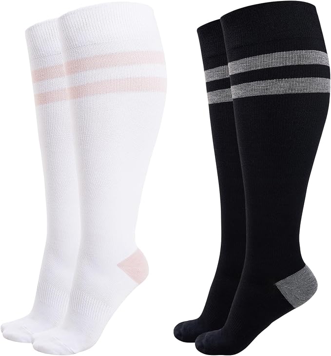 Momcozy Compression Socks for Women Wide Calf, 15-20mmHg Knee High Support Socks for Pregnancy, Nurses, Flying, Travel by Momcozy