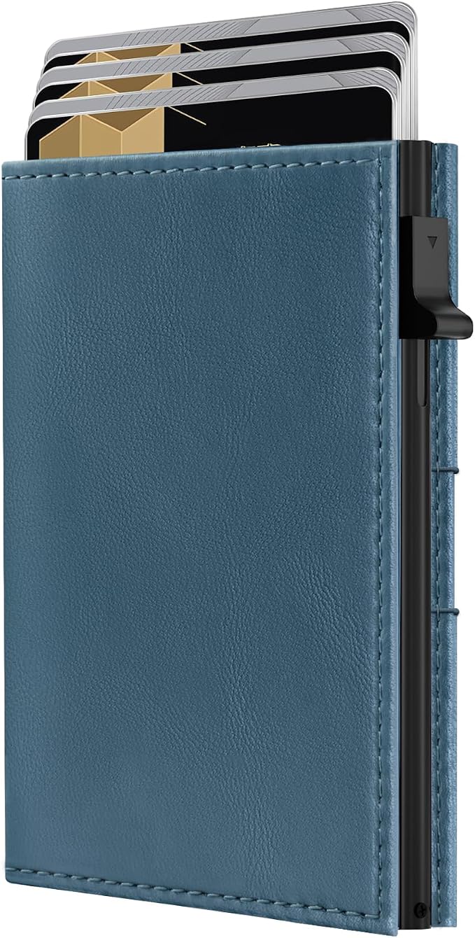 QLD RFID Wallet for Men - Smart Pop up Card Holder - Trifold, Slim, Minimalist Wallet for Front Pocket, 9-11 Cards Capacity | ID Window | Cash Slot | Magnetic Closure by QLDBrand