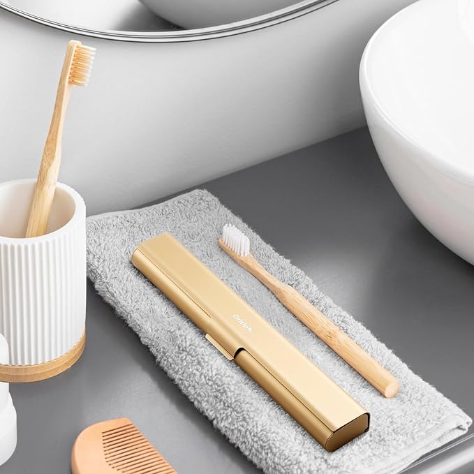 Aluminum Toothbrush Travel Case, Portable Travel Toothbrush Holder, Durable Manual Toothbrush Box Container for Traveling, Bathroom, Camping, Business Trip-Gold - Image 7
