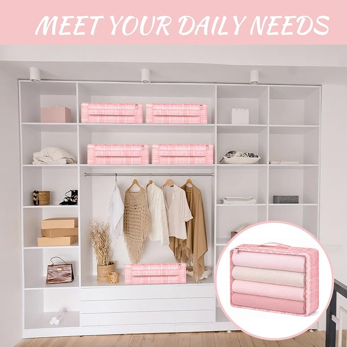 Silkfly 8 Pcs XL Packing Cube for Travel Luggage,Plaid,Pink | 17.7 x 13 x 4.7, Same Size, Pink Plaid Suitcase Storage Organizer Set, Reusable Mesh Clothes Cube for Hiking Camp Family - Image 7
