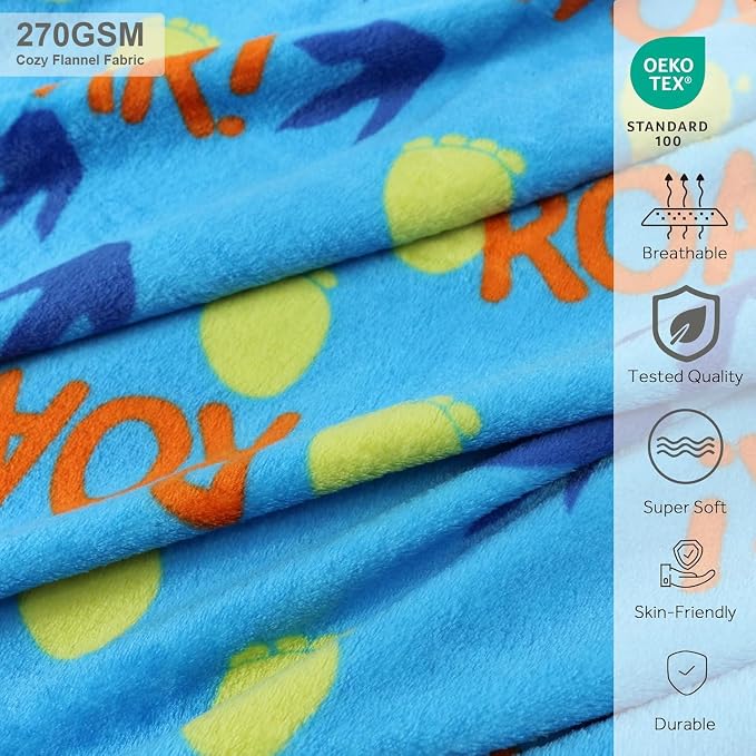3 in 1 Travel Pillow and Blanket Set for Kids | Soft Travel Blanket Airplane Campact with Bag,Pillow Blanket for Boys with a Pocket,Backpack Clip, Luggage Sleeve (Dinosaur) - Image 7