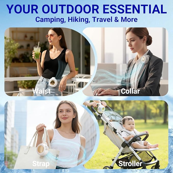 jintion Handheld Fan Portable Neck Waist Personal Mini Clip on Hand Fans Rechargeable Wearable for Shirt Belt That Deliver Refreshing Cool Breeze Under Held Cooling Wind Small 360° Rotatable - Image 8