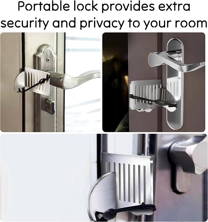Instant Safety Portable Door Lock, Travel Door Stopper, Universal Quick Install Lock, Emergency Lock, Childproof Door Jammer. - Image 2