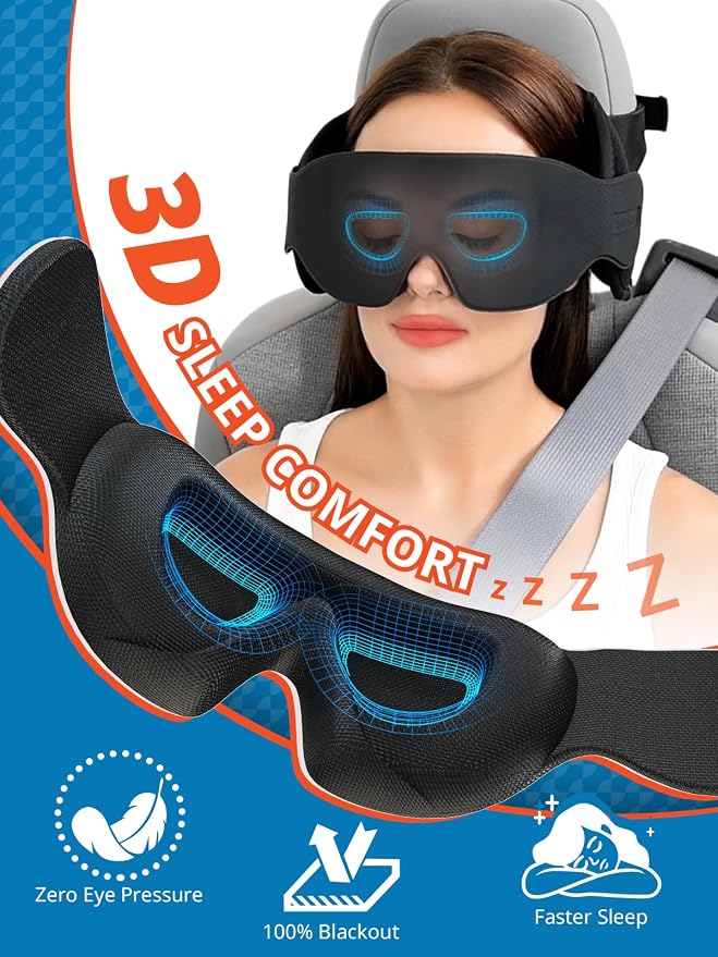 SARISUN Travel Pillow for Car Trip, Head Strap for Headrest with 3D Eye Mask - Image 3