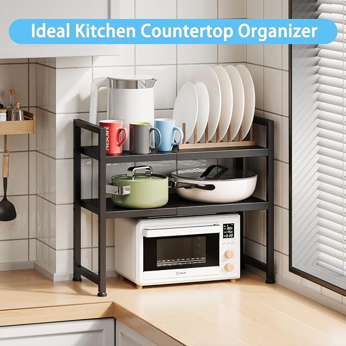 2-Tier Expandable Metal Storage Shelves,150LBS Heavy Duty Shelving Units and Storage For Small Appliance,Adjustable Pots and Pans Organizer Rack Shelf For Kitchen Under Cabinet Pantry Warehouse Garage - Image 7
