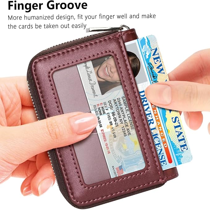FurArt Zipper Wallet Women RFID Credit Card Holder keychain Wallet | ID Window RFID Blocking Compact Small business 15/16 slots - Image 2