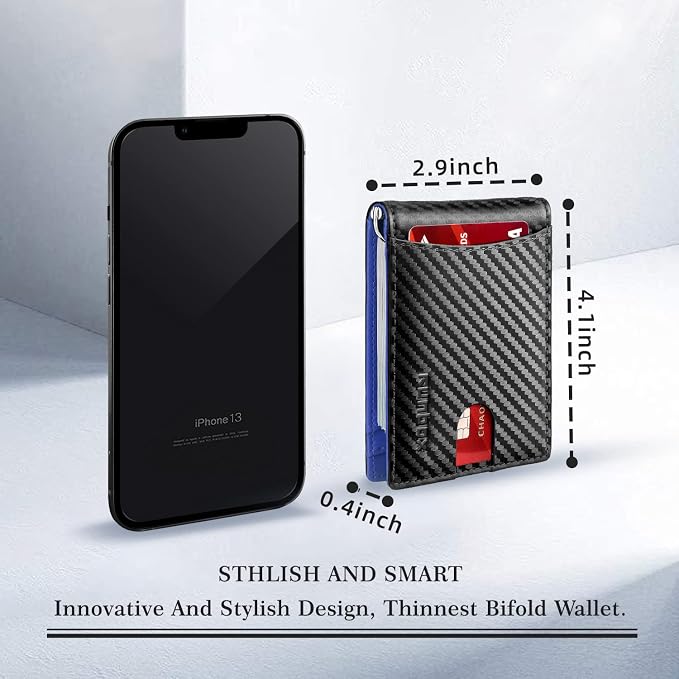 RUNBOX Slim Wallet for Men Genuine Leather RFID Blocking Bifold Minimalist Front Pocket Mens Wallet with Money Clip Thin Gift Box - Image 7