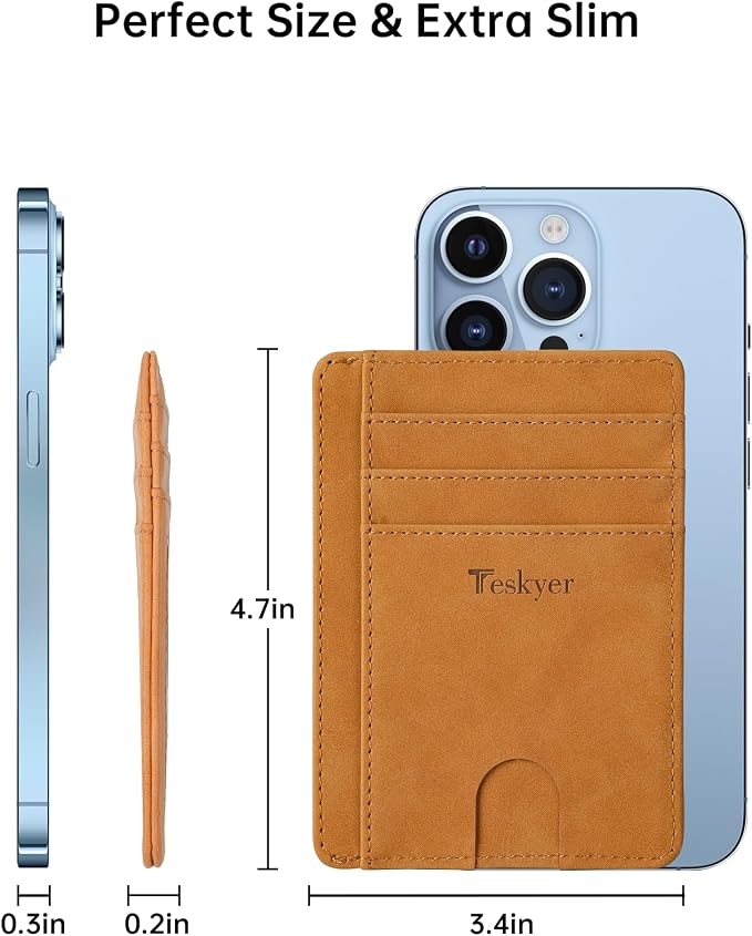 Teskyer Slim Minimalist Wallet for Men, RFID Front Pocket Card Holder | Ultra Slim Front Pocket Design, 8 Card Slots, RFID Protection, Smooth Faux Leather for Everyday Carry - Image 6