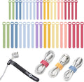 Self-Gripping Cable Ties by Wrap-It Storage - Assorted 40-Pack Macaron | Reusable Hook and Loop Cord Wraps for Home Office Desk Organization by Wrap-ItStorage