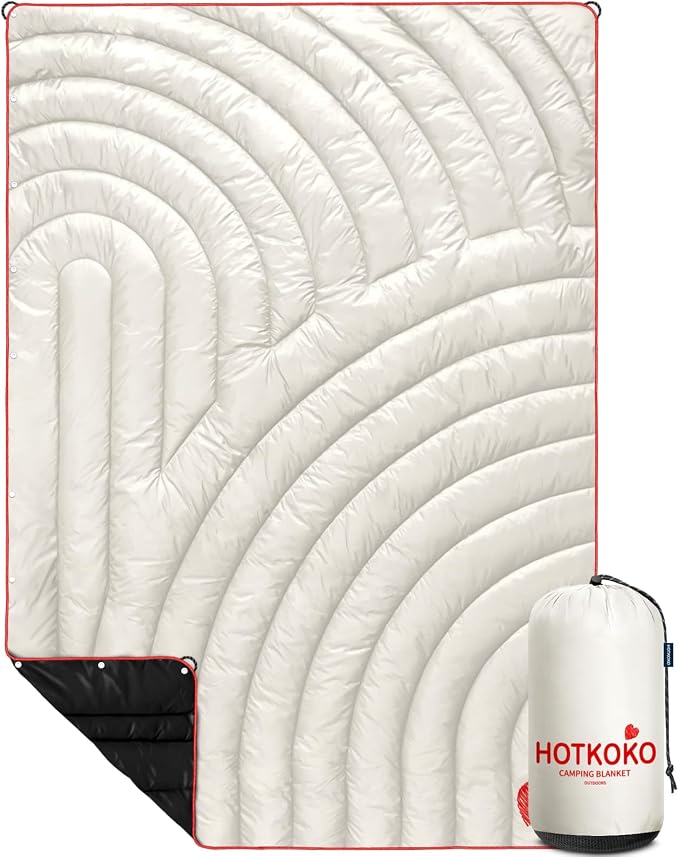 Puffy Camping Blanket,Large Camp Blanket Outdoor Camping Quilt Waterproof | Lightweight Printed Warm Packable Down Alternative Blanket for Camping,Traveling, Stadium, Hiking, Picnics by hotkoko