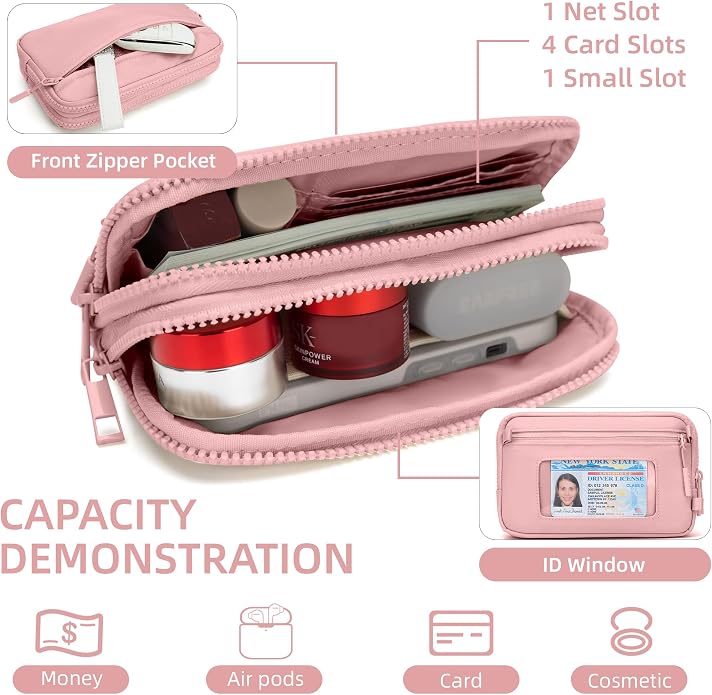 FODOKO Wristlet wallets for Women RFID crossbody bags with 4 Zippers | Checkered quilted nylon with credit card slots, cell phone organizer, and coin purse for travel and everyday carry - Image 4