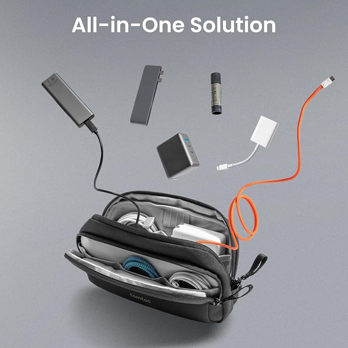 tomtoc Electronic Organizer Travel Case, Dual Compartment Tech Organization | Water Resistant Cable Pouch Storage Bag for Charger, Cord, Phone, Hard Drive, Power Bank, Accessories Travel Essentials - Image 8