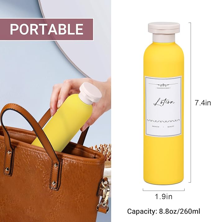 Travel Shampoo Bottle, Empty Plastic Squeeze Bottles 8.8oz with Flip Cap, Lotion Container for Toiletries Travel Size Shampoo and Conditioner - Image 3
