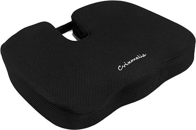 Seat Cushion Premium Memory Foam Non-Slip Coccyx Tailbone Cushion for Office Chair, Car Seat, Wheelchair, Yoga and Travelling- Back, Hip and Tailbone Pain Relief by Unknown