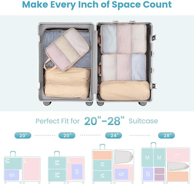 Cambond Compression Packing Cubes for Travel - Luggage Suitcase Organizer | Compression Zip Design for Space-saving, Expandable, Lightweight, Keep Clothes Sorted, Luggage Space Tidy, Carry on Pack Fast - Image 8