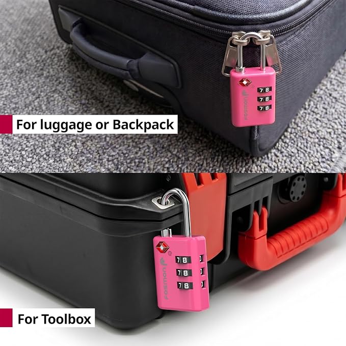 Fosmon TSA Approved Pink Locks for Luggage. Cute Locker Suitcase Lock with Open Alert Indicator, 3 Digit Combination Padlock with Alloy Body for Travel, Backpack Zipper Anti Theft, Gym, Women- 2 Pack - Image 7