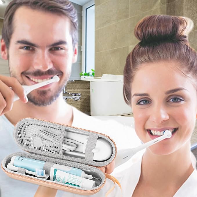 Toothbrush Travel Case for Oral B/Oral-B Pro 1000 1500 5000 7000 & Philips Sonicare 4100 1100 5300 5100 6100/iO Electric Toothbrush, Hard Protective Storage Bag (Gold) - Image 7