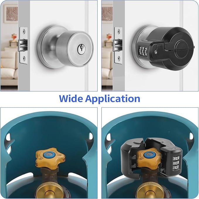 Door Knob Safety Cover Lock Child Proof Door Knob Lockout Device Cover | Combination Lock for Kids Dementia Elderly Safety Water Gas Valve Faucets Temporary Door Handle Lock Fits Most Circular Knobs - Image 6